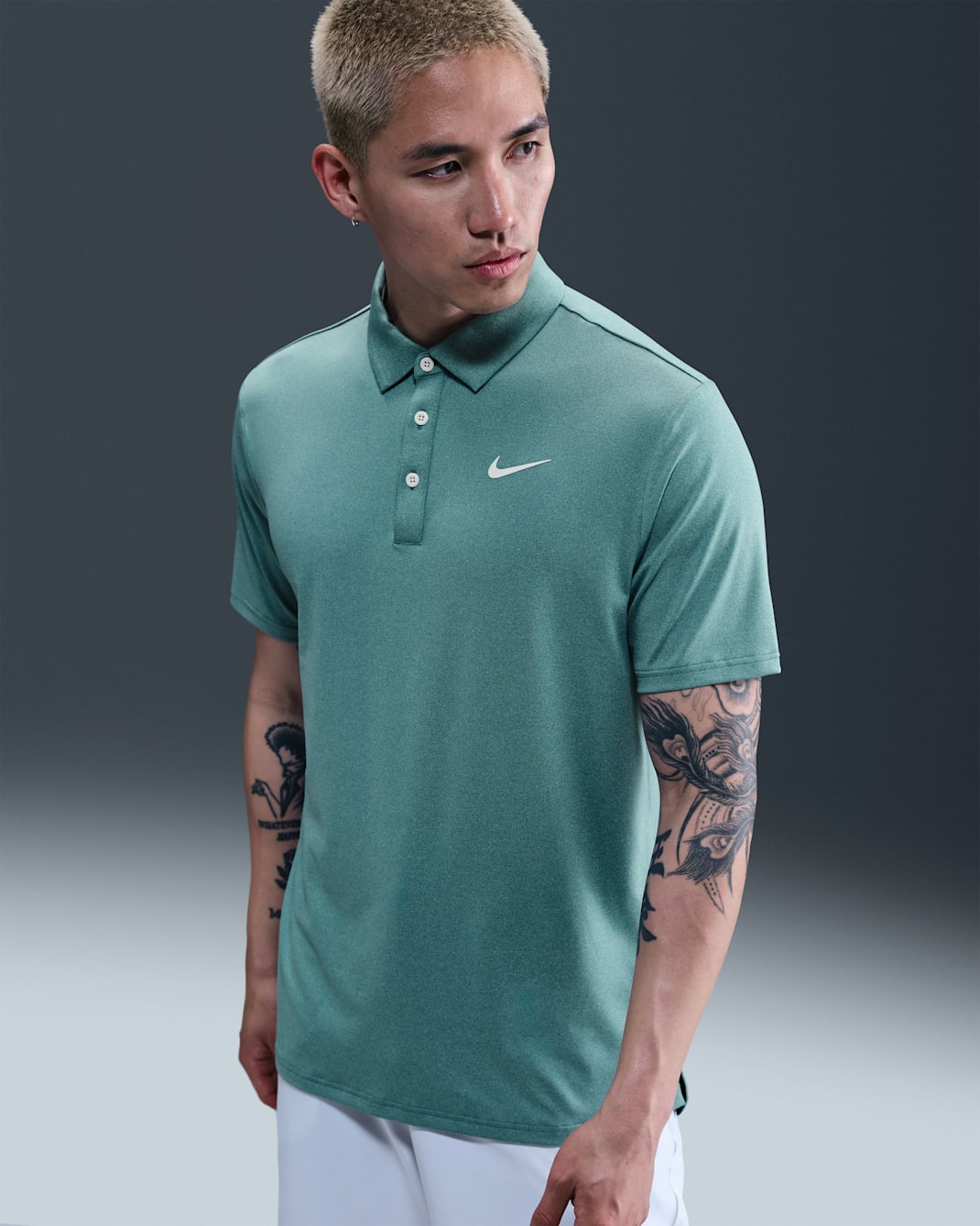 Nike Tour Men's Dri-FIT Heathered Golf Polo - Mineral Teal/Pale Ivory