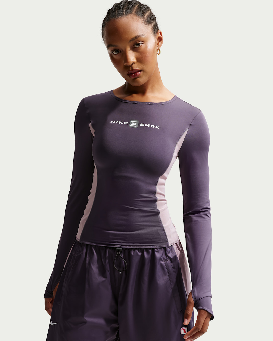 Nike Sportswear Shox Top met lange mouwen voor dames - Dark Raisin/Light Violet Ore