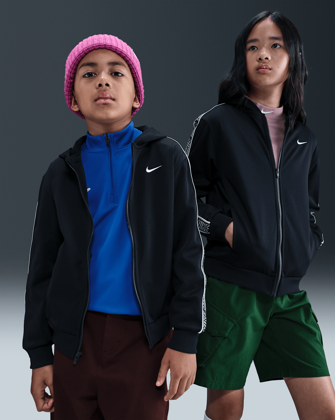 Nike Sportswear Club Big Kids' Dri-FIT Full-Zip Hoodie - Black/Black/Black/White