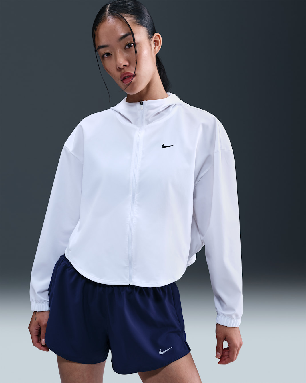 Nike One Women's Repel Oversized Hooded Woven Jacket - White/Black