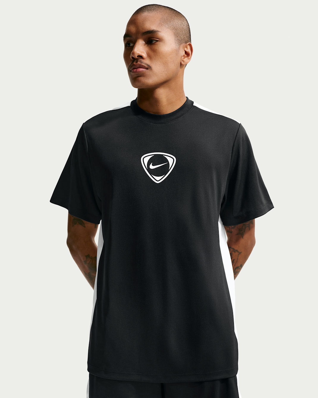Nike Academy+ Men's Dri-FIT Short-Sleeve Football Shirt - Black/White/White