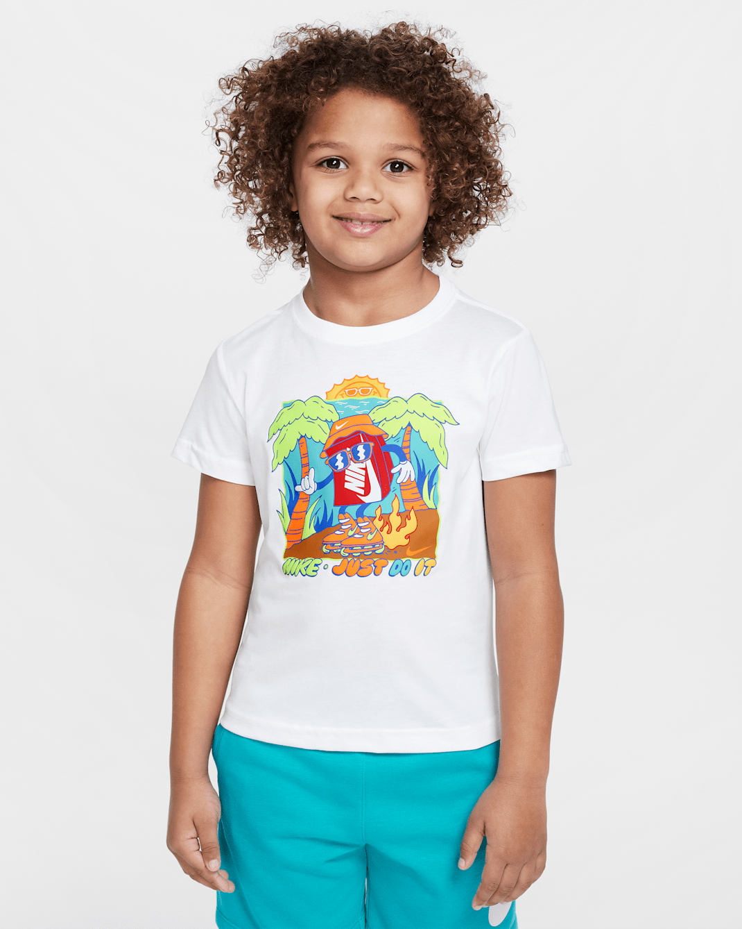 T-shirt Boxy Palm Tree Nike pour enfant - Blanc
