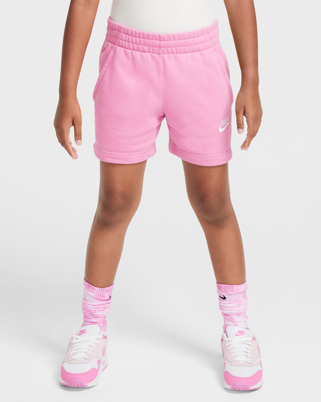 Nike Sportswear Club Fleece Big Kids' (Girls') 5" French Terry Shorts - Magic Flamingo/Magic Flamingo/White