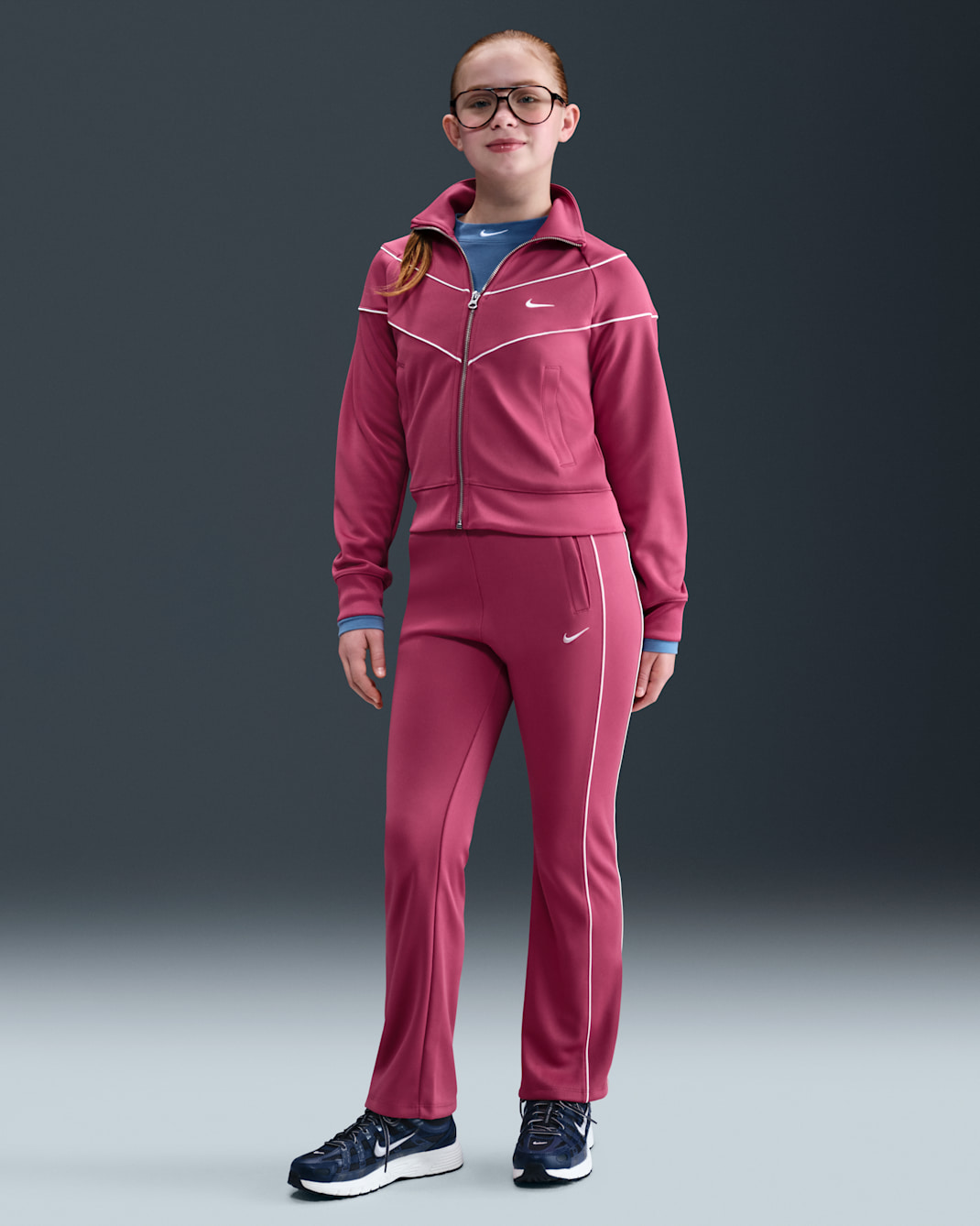 Nike Sportswear Older Kids' (Girls') Tracksuit Bottoms - Sweet Beet/Sail/Sail