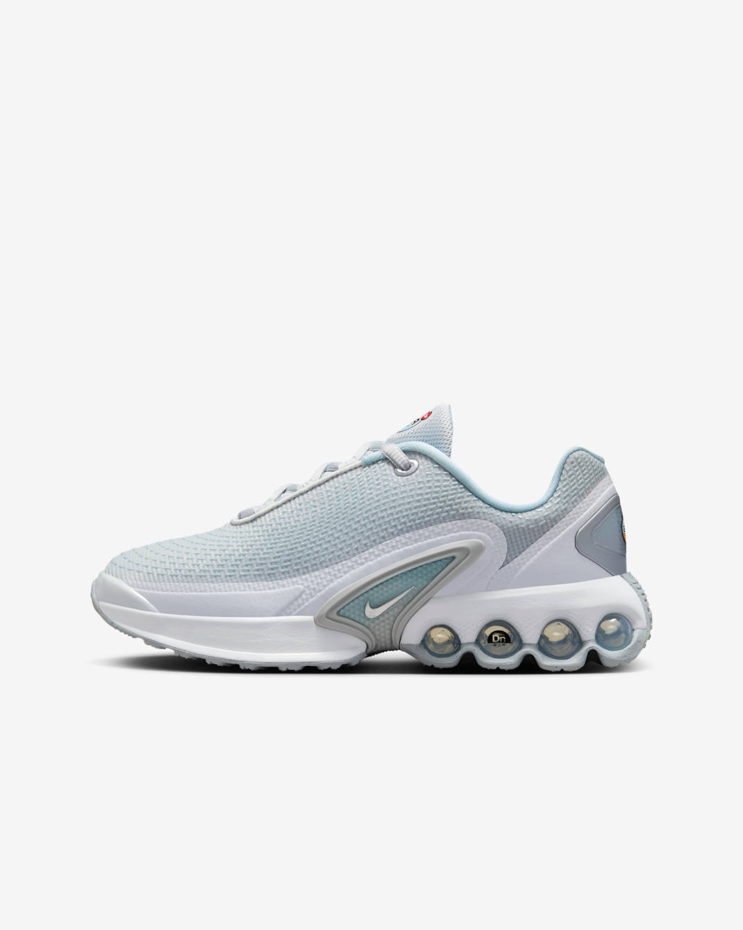 Nike Air Max Dn Tenis para niños grandes - Platino puro/Azul glacial/Blanco/Plata metalizado