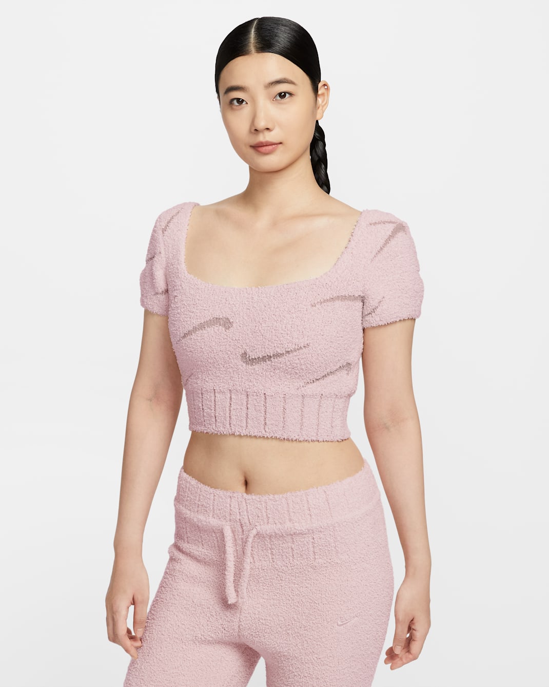 Nike Sportswear Phoenix Cozy Bouclé Women's Short-Sleeve Cropped Knit Top - Silt Red/Malt/Silt Red
