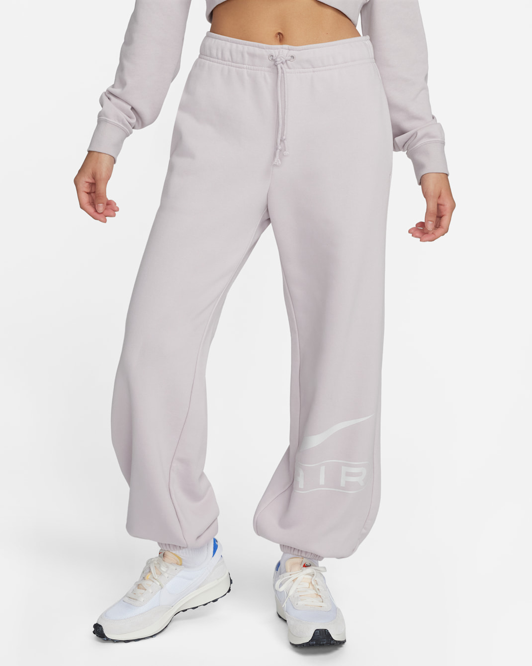 Nike Air Women's Mid-Rise Fleece Joggers - Platinum Violet/Phantom