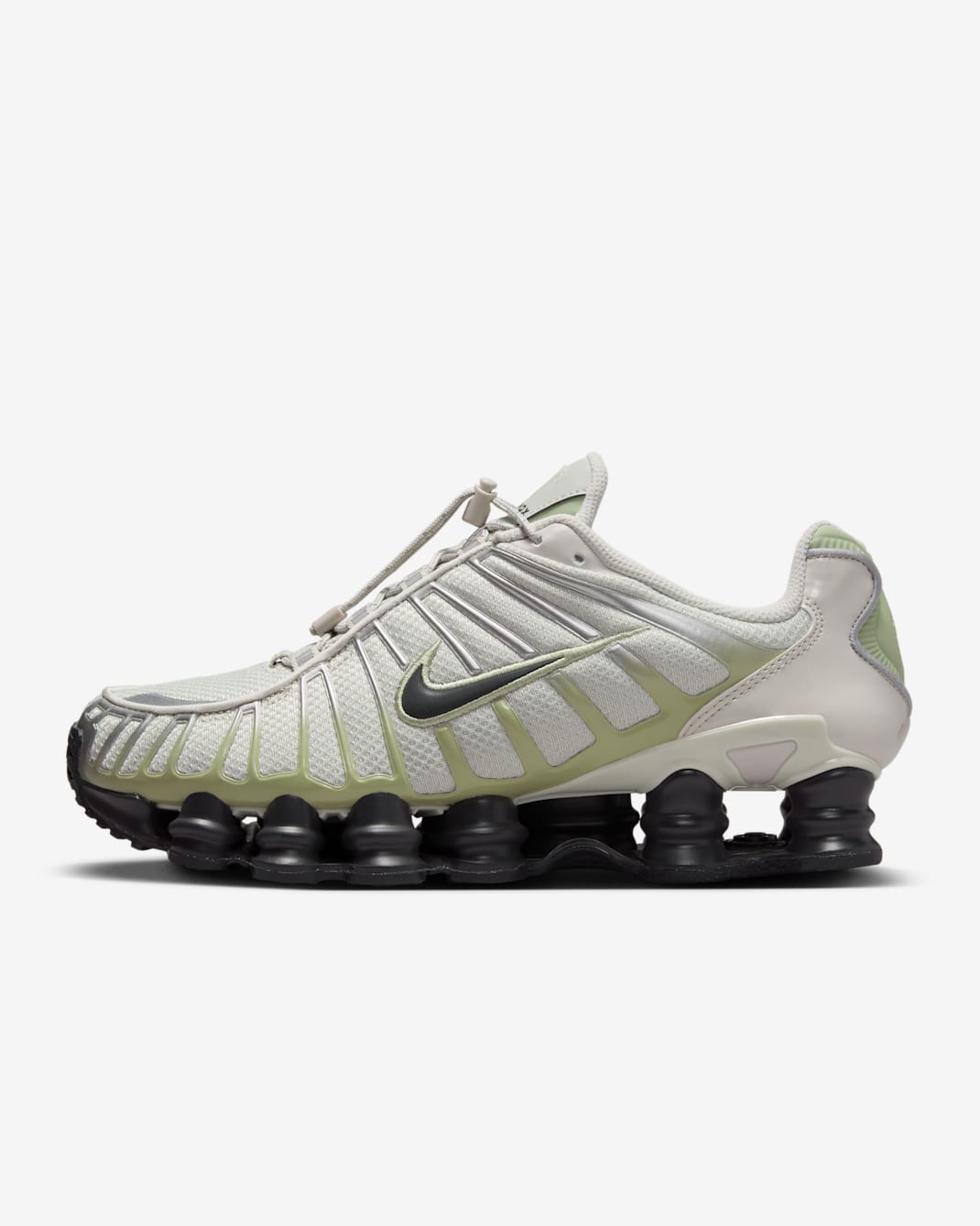 Sko Nike Shox TL för kvinnor - Light Bone/Olive Aura/Metallic Silver/Off Noir