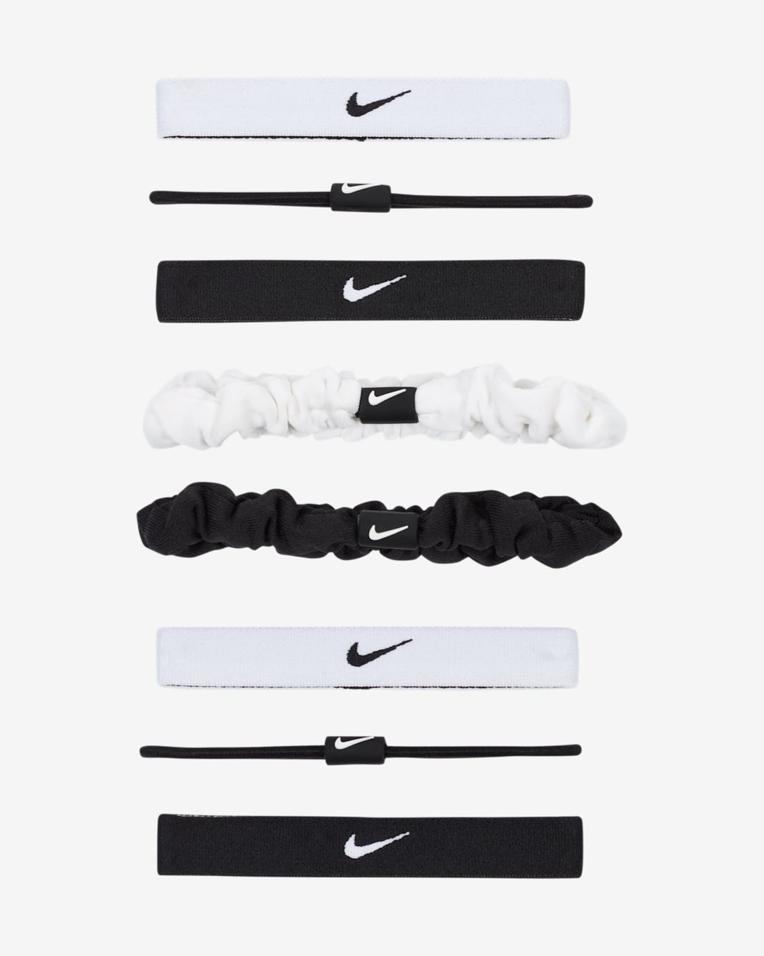 나이키 플렉스 클래식 믹스 헤어 타이(8팩) - 화이트/블랙/블랙