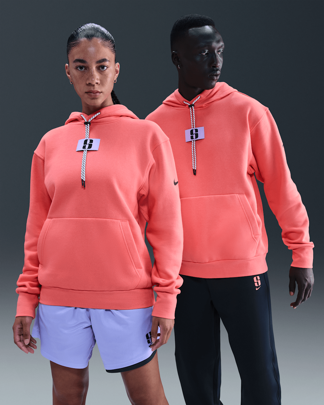 Sabrina Fleece Basketball Hoodie - Magic Ember/Purple Pulse/Black/Black