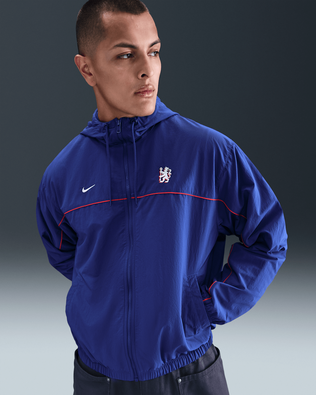 Chelsea FC Club Men's Nike Soccer Hooded Jacket - Rush Blue/White/White