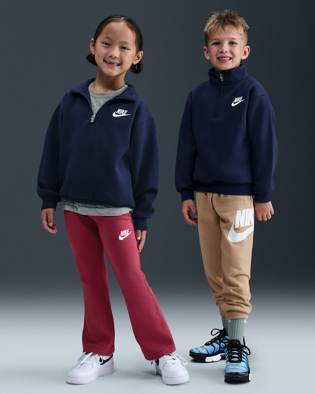 나이키 리틀키즈 쿼터집 긴팔 탑 - 미드나이트 네이비