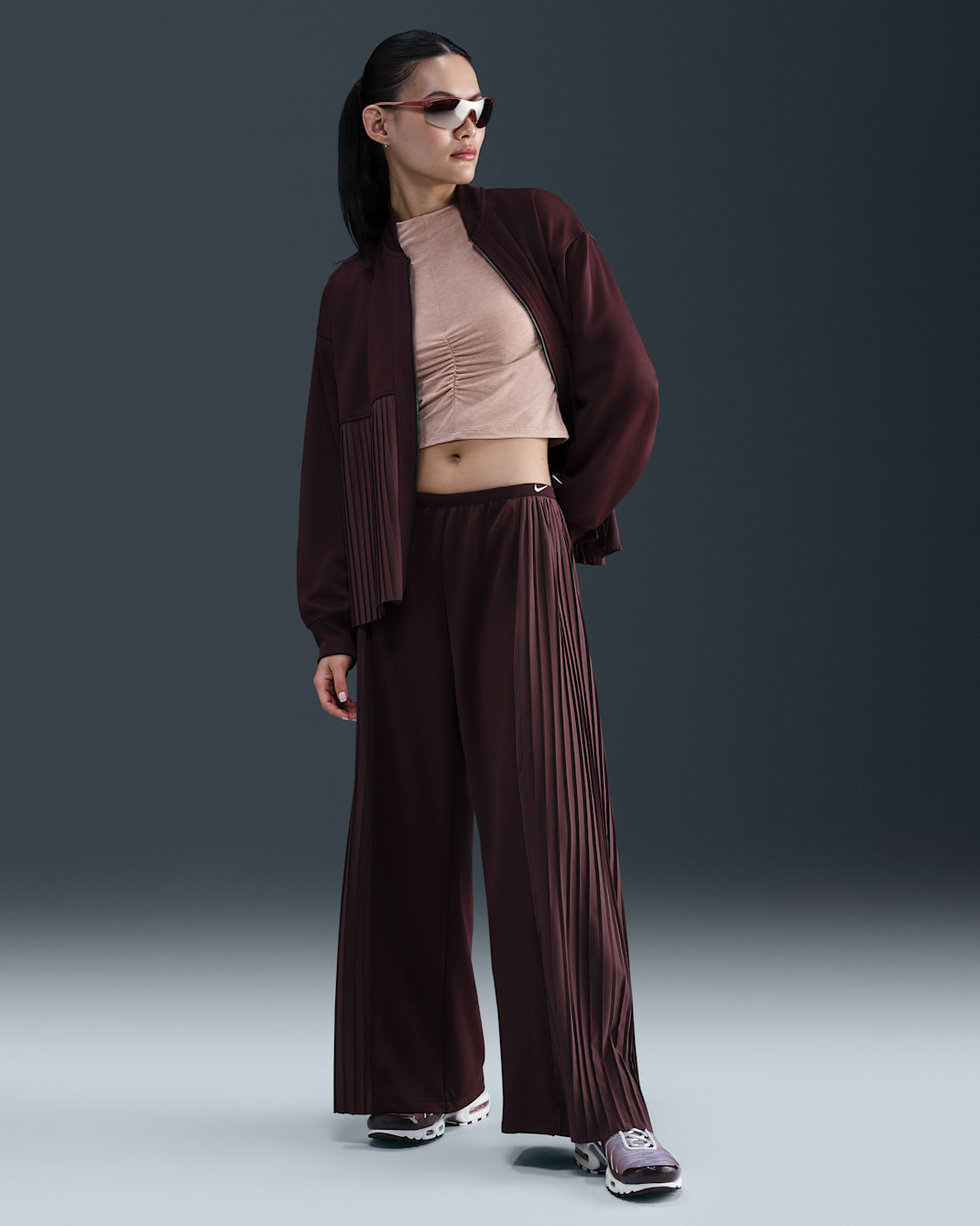 나이키 스포츠웨어 여성 플리츠 팬츠 - 버건디 크러시/세일