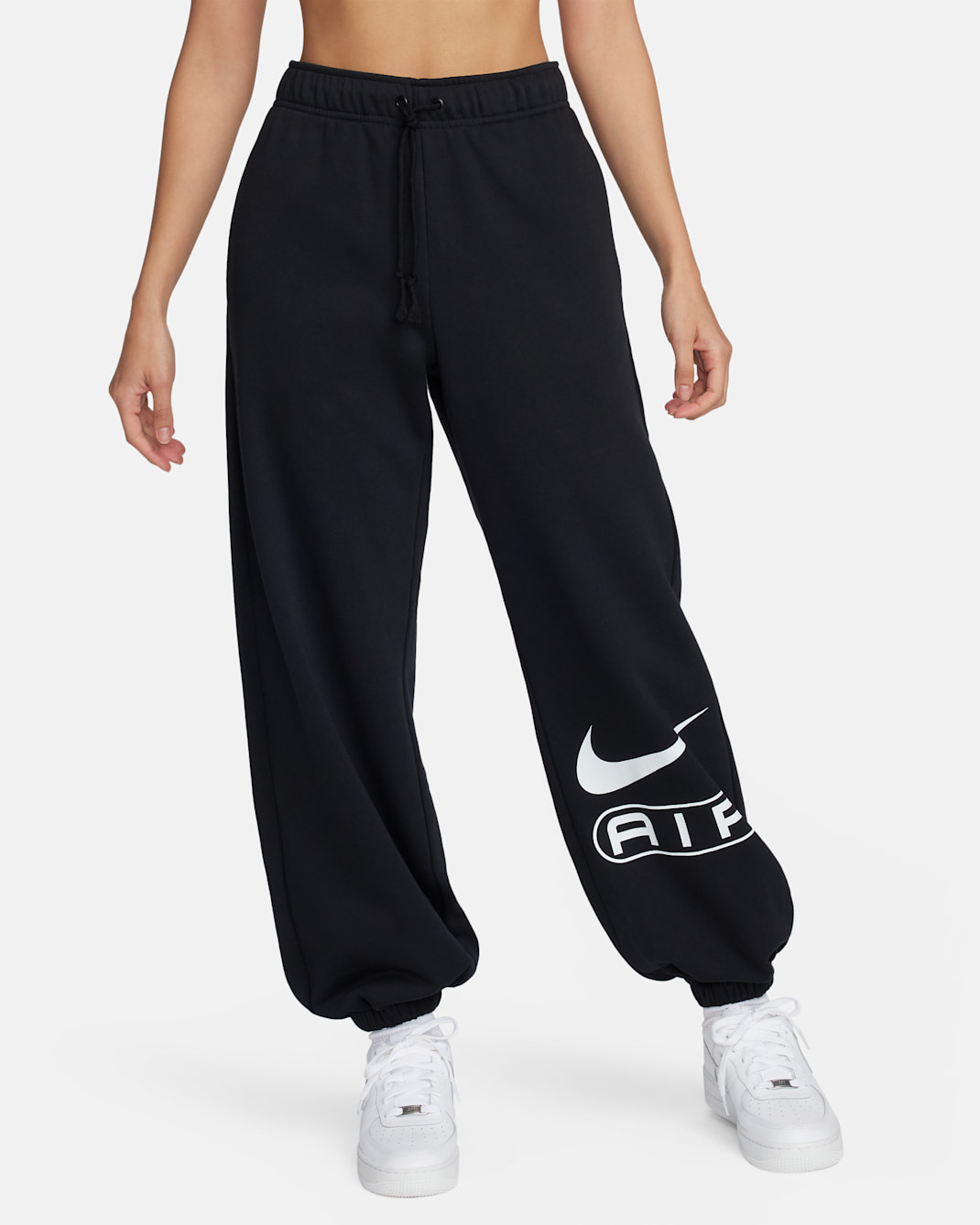 Nike Air Women's Mid-Rise Fleece Joggers - Black/White