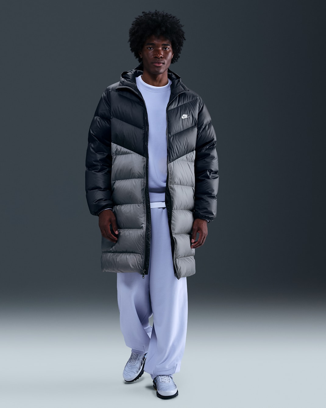Nike Windrunner Dolgulu Erkek Parkası - Anthracite/Cool Grey/Beyaz