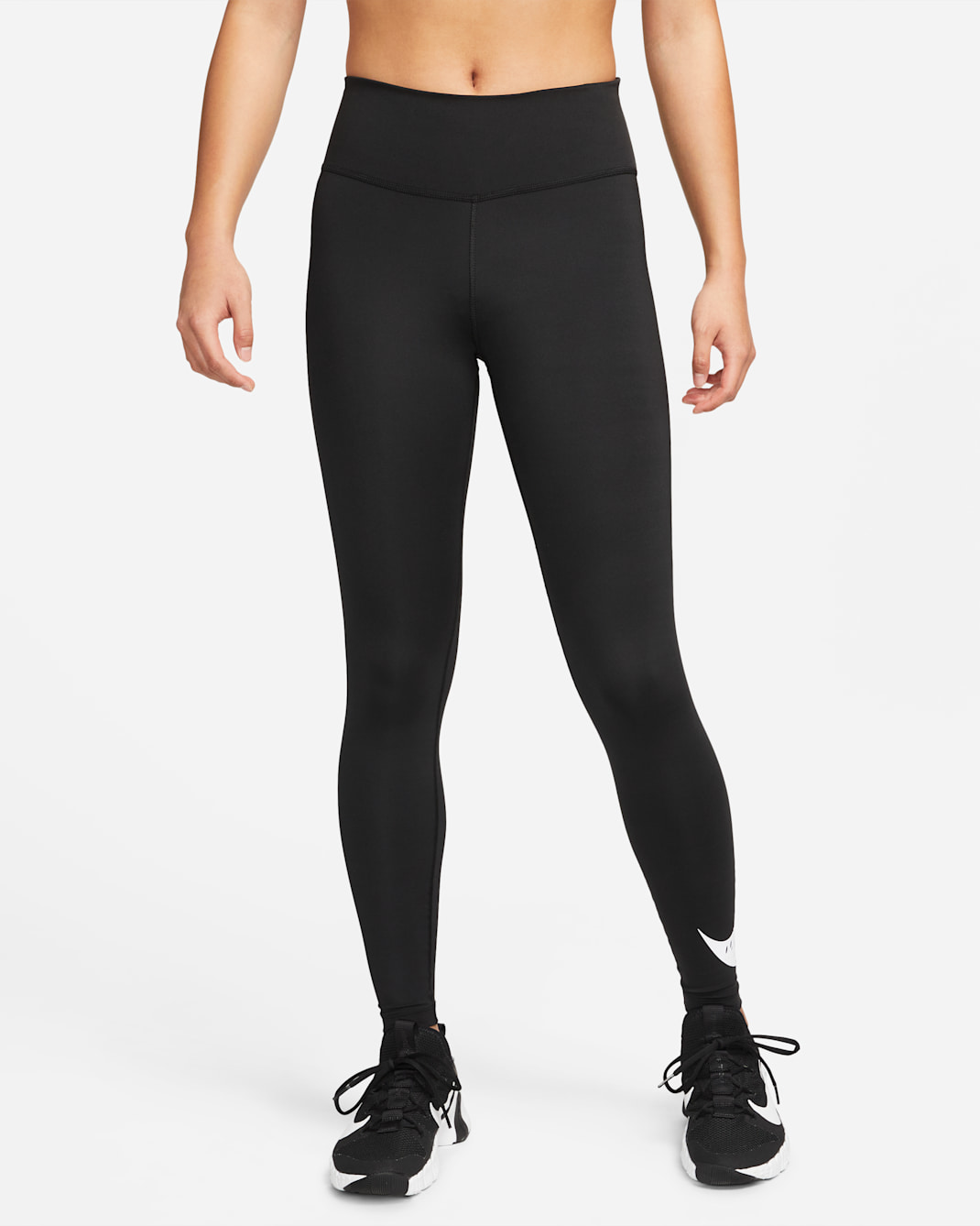 Nike Swoosh Run Women's Mid-Rise 7/8-Length Running Leggings - Black/White