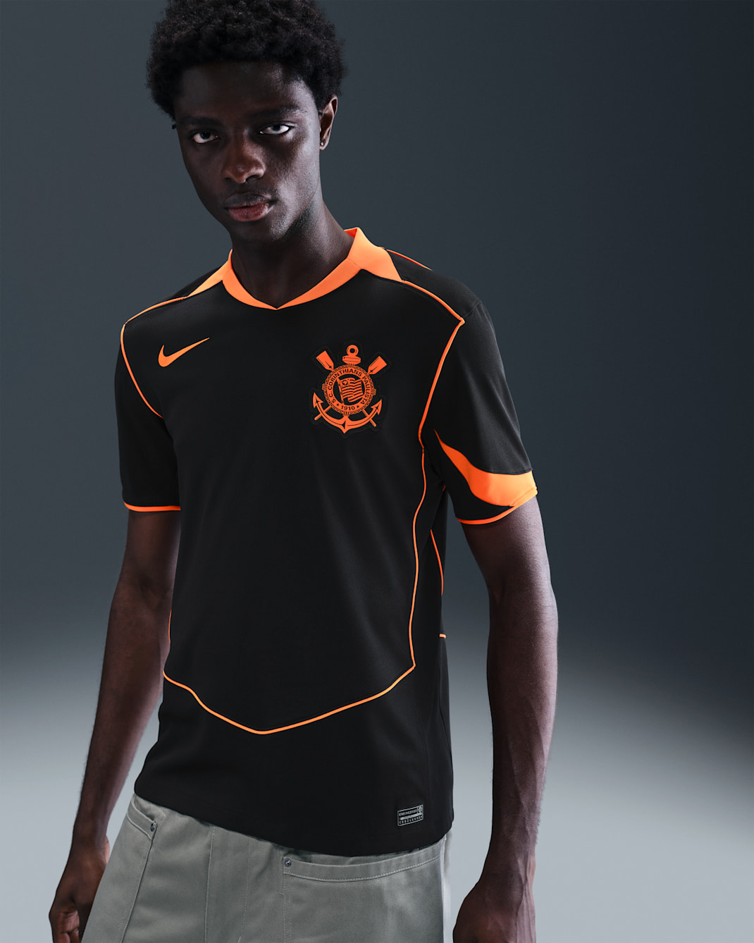 S.C. Corinthians 2025/26 Stadium Third Nike Dri-FIT Total 90 Replika-Fußballtrikot (Herren) - Schwarz/Total Orange/Total Orange