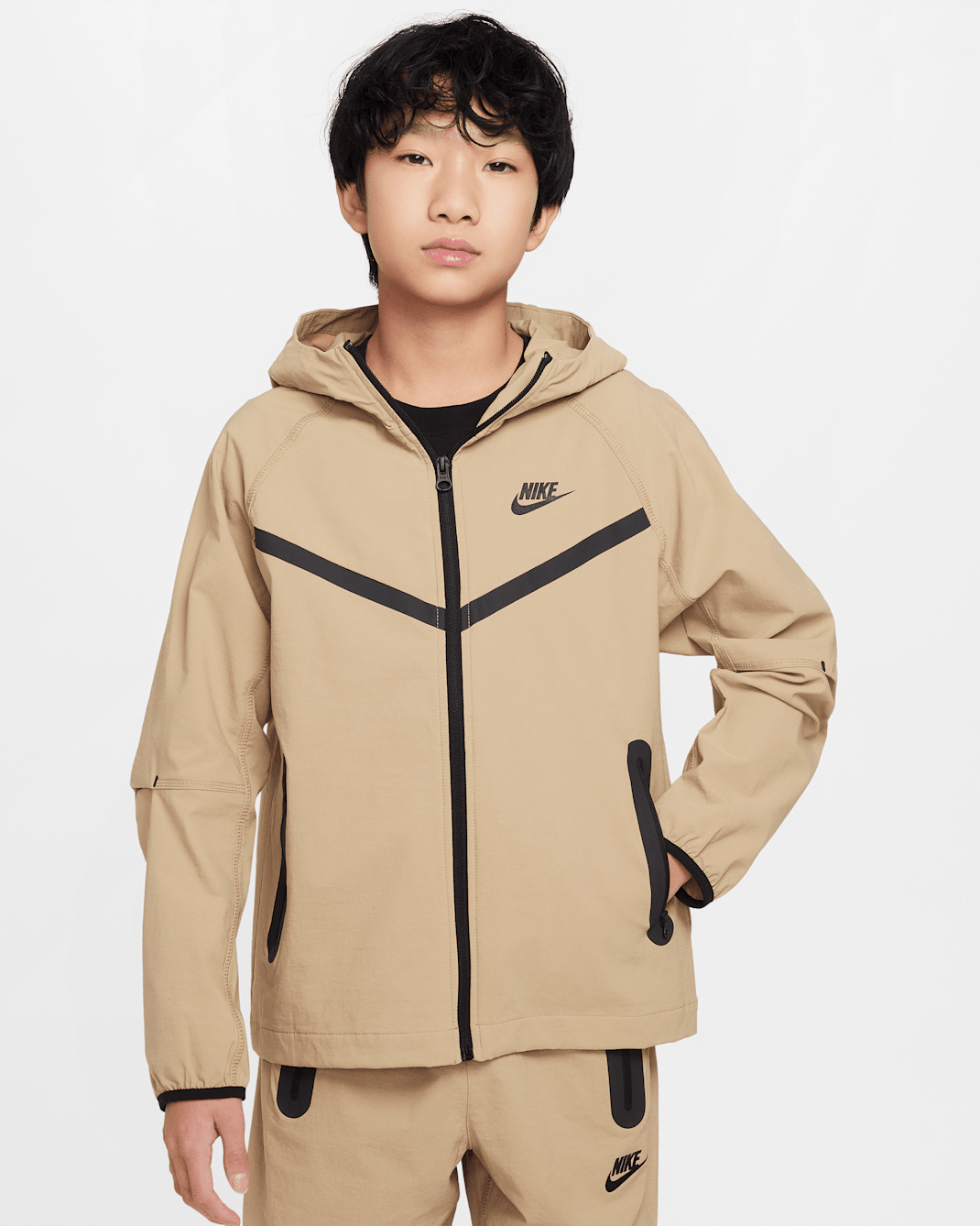 Nike Air vevd jakke til store barn (gutt) - Parachute Beige/Parachute Beige/Svart