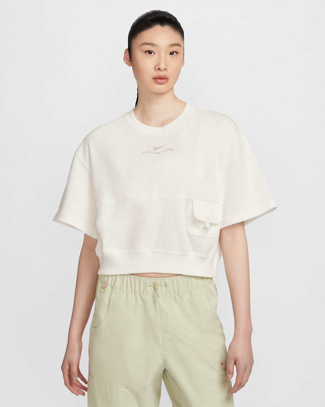 Nike Sportswear Women's French Terry Short-Sleeve Cropped Top - Sail