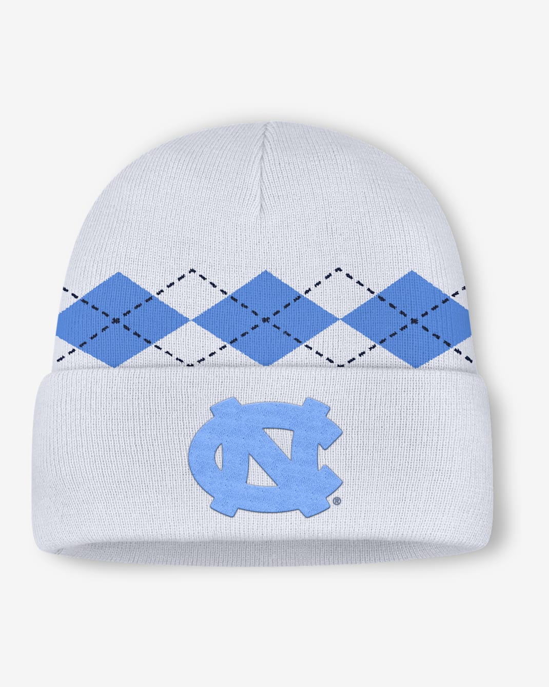 North Carolina Utility Argyle Men's Jordan Brand College Cuffed Beanie - White