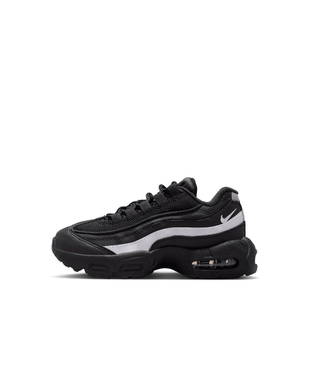 Nike Air Max 95 Recraft Younger Kids' Shoes - Black/Black/White/Metallic Silver