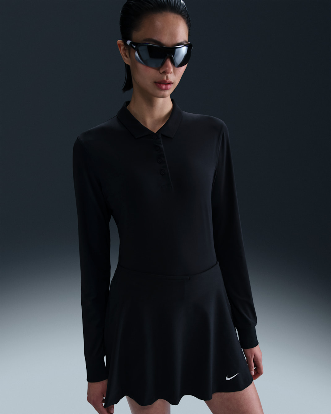 Nike Victory Women's Dri-FIT Long-Sleeve Polo - Black/White