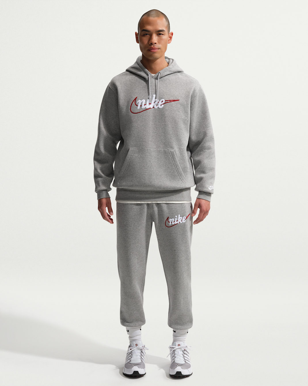 나이키 스포츠웨어 클럽 남성 플리스 조거 - 다크 그레이 헤더/라이트 스모크 그레이/화이트