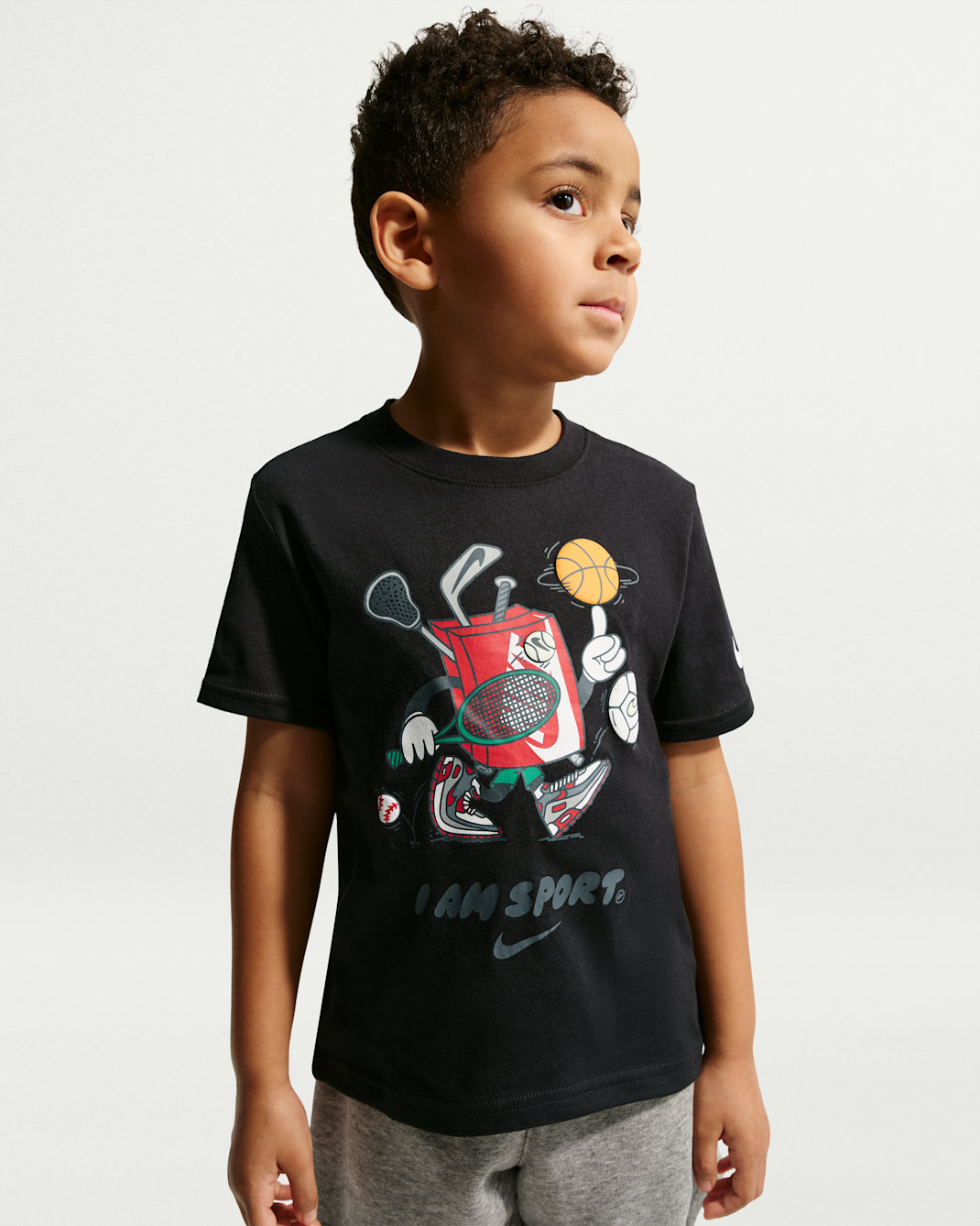Nike Little Kids' "I Am Sport" Boxy Graphic T-Shirt - Black