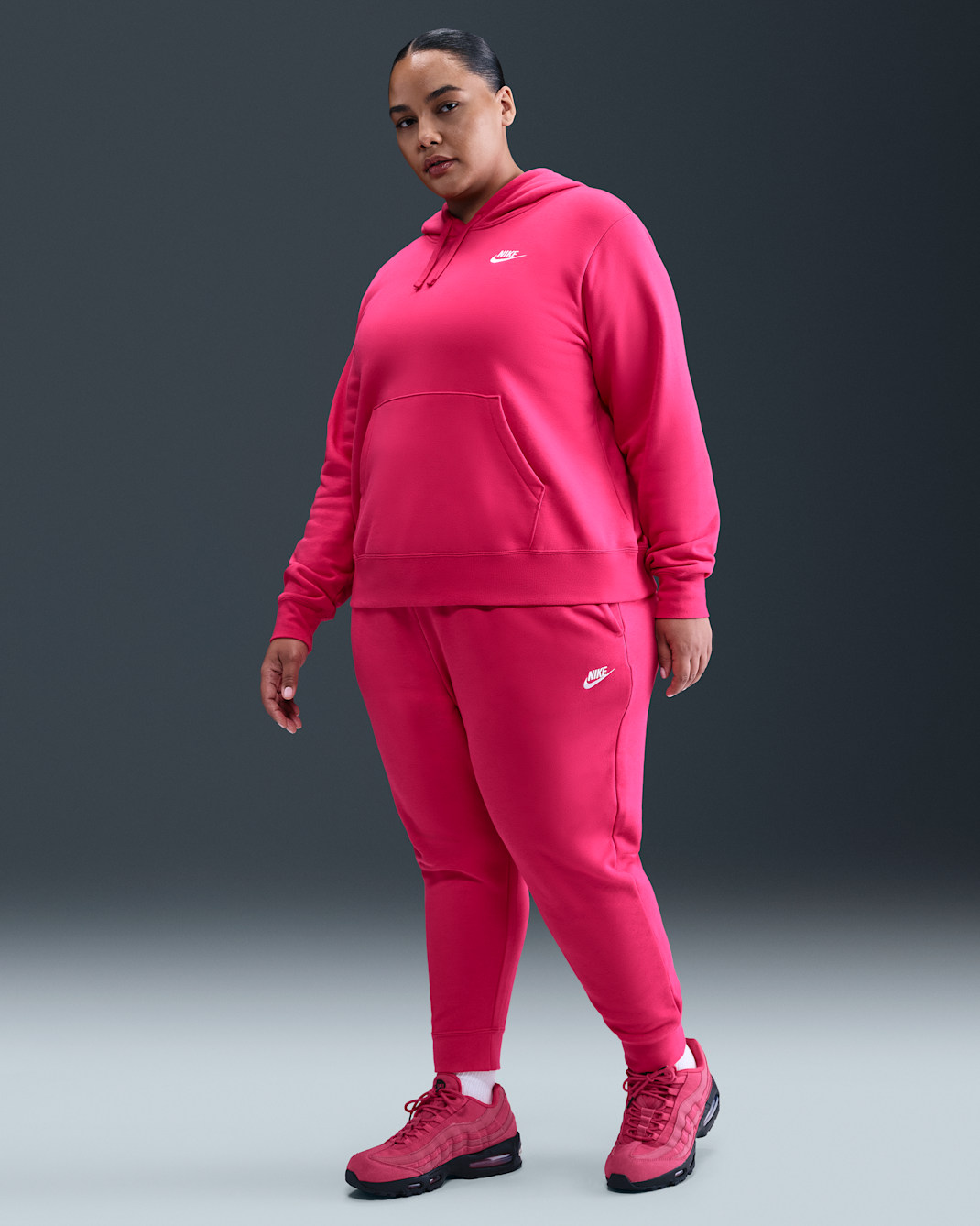 Nike Sportswear Club Fleece Women's Mid-Rise Joggers (Plus Size) - Rush Pink/White