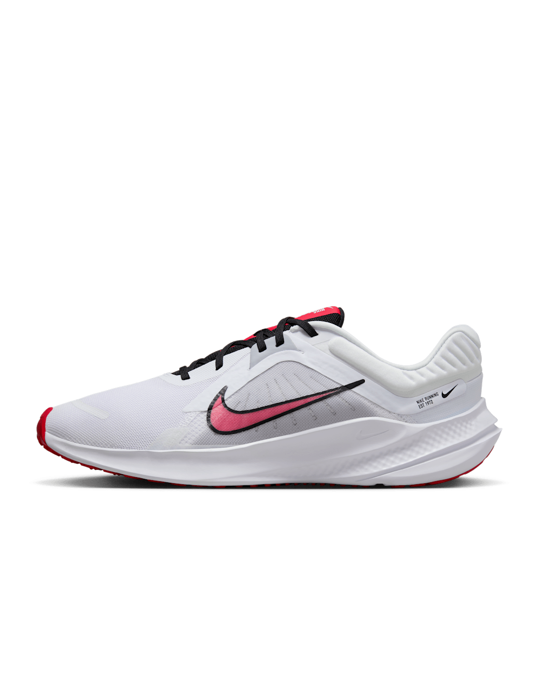 Nike Quest 5 Men's Road Running Shoes - White/Light Smoke Grey/Black/Fire Red