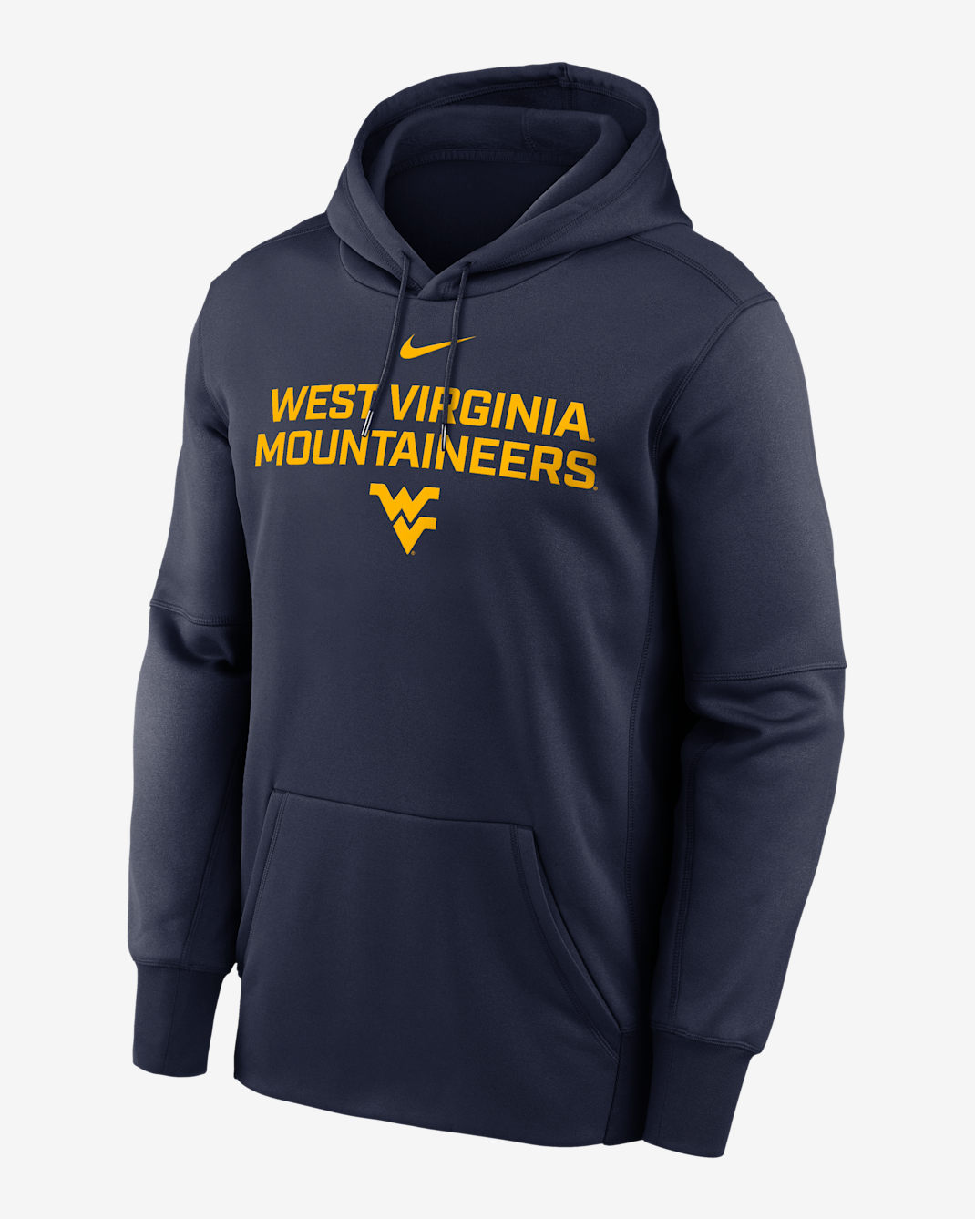 West Virginia Team Stacked Men’s Nike Therma College Pullover Hoodie - Navy