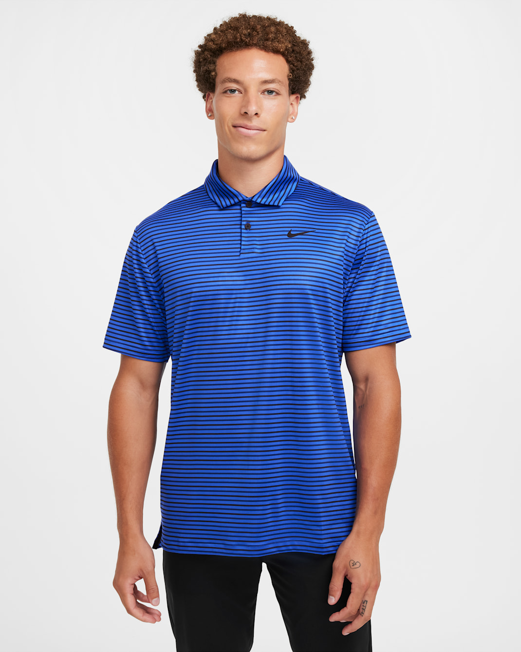 Polo de golf a rayas Dri-FIT para hombre Nike Tour - Hiperroyal/Negro