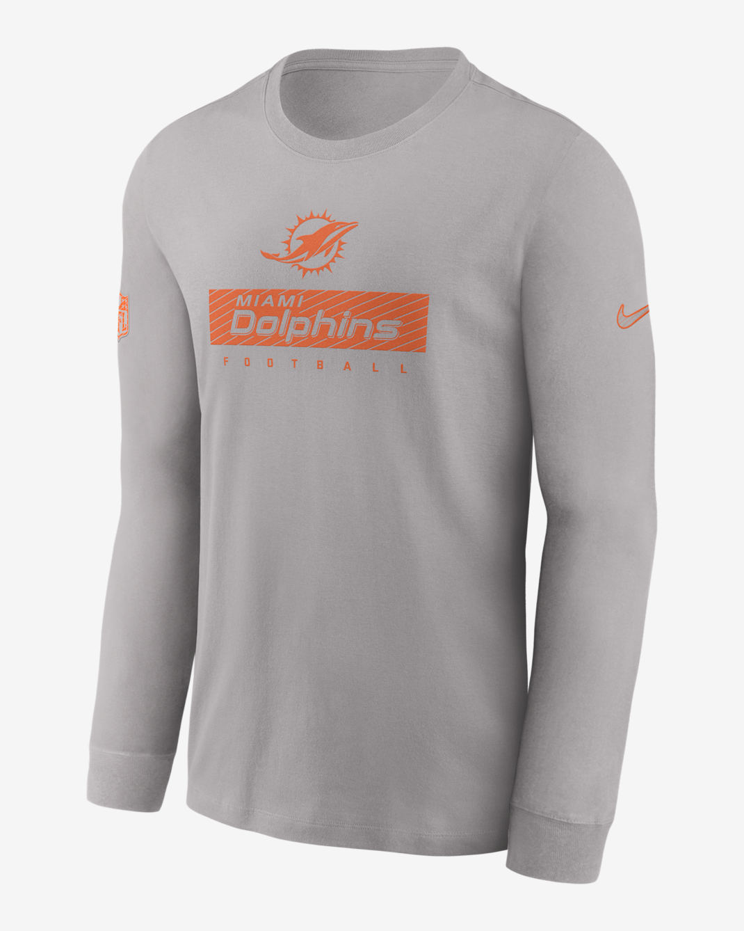Miami Dolphins Sideline Team Issue Men's Nike Dri-FIT NFL Long-Sleeve T-Shirt - Grey