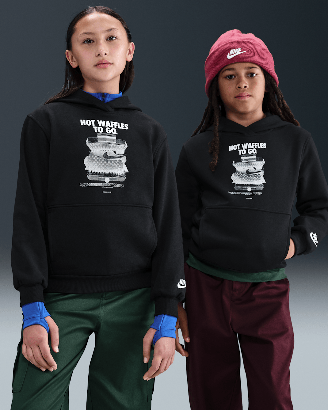 Sudadera con gorro para niños talla grande Nike Sportswear Club Fleece - Negro/Blanco