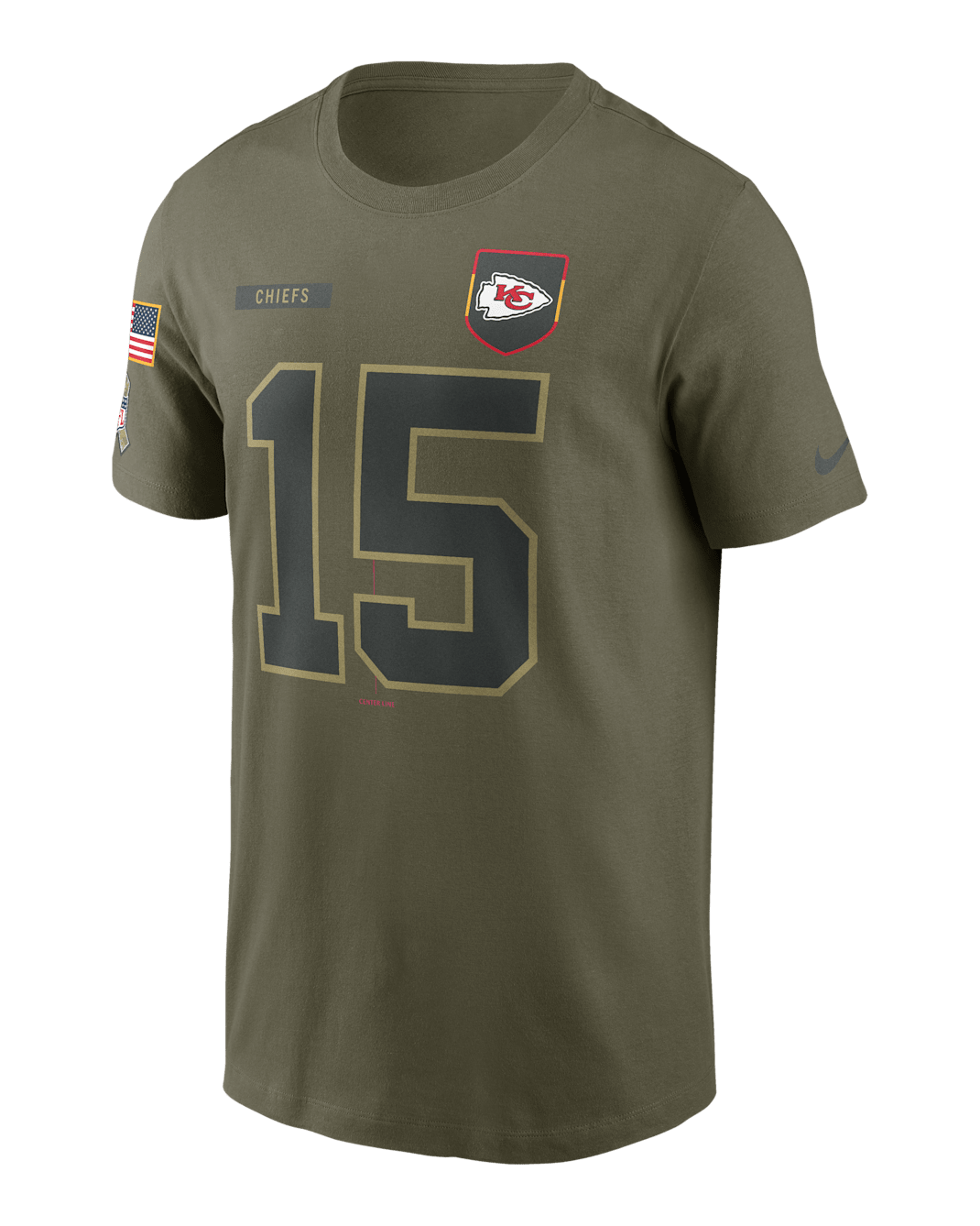 Patrick Mahomes Kansas City Chiefs Salute To Service Men’s Nike NFL T-Shirt - Olive