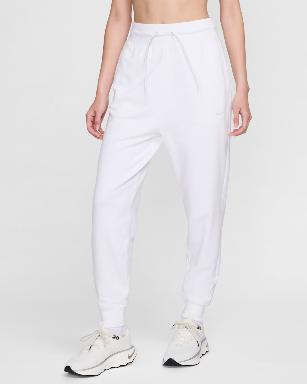 Nike Dri-FIT One Women's High-Waisted 7/8 French Terry Joggers - White/Black