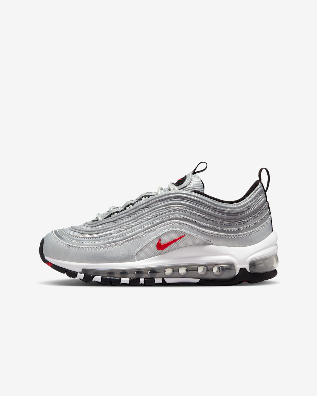 Nike Air Max 97 Big Kids' Shoes - Metallic Silver/White/Varsity Red