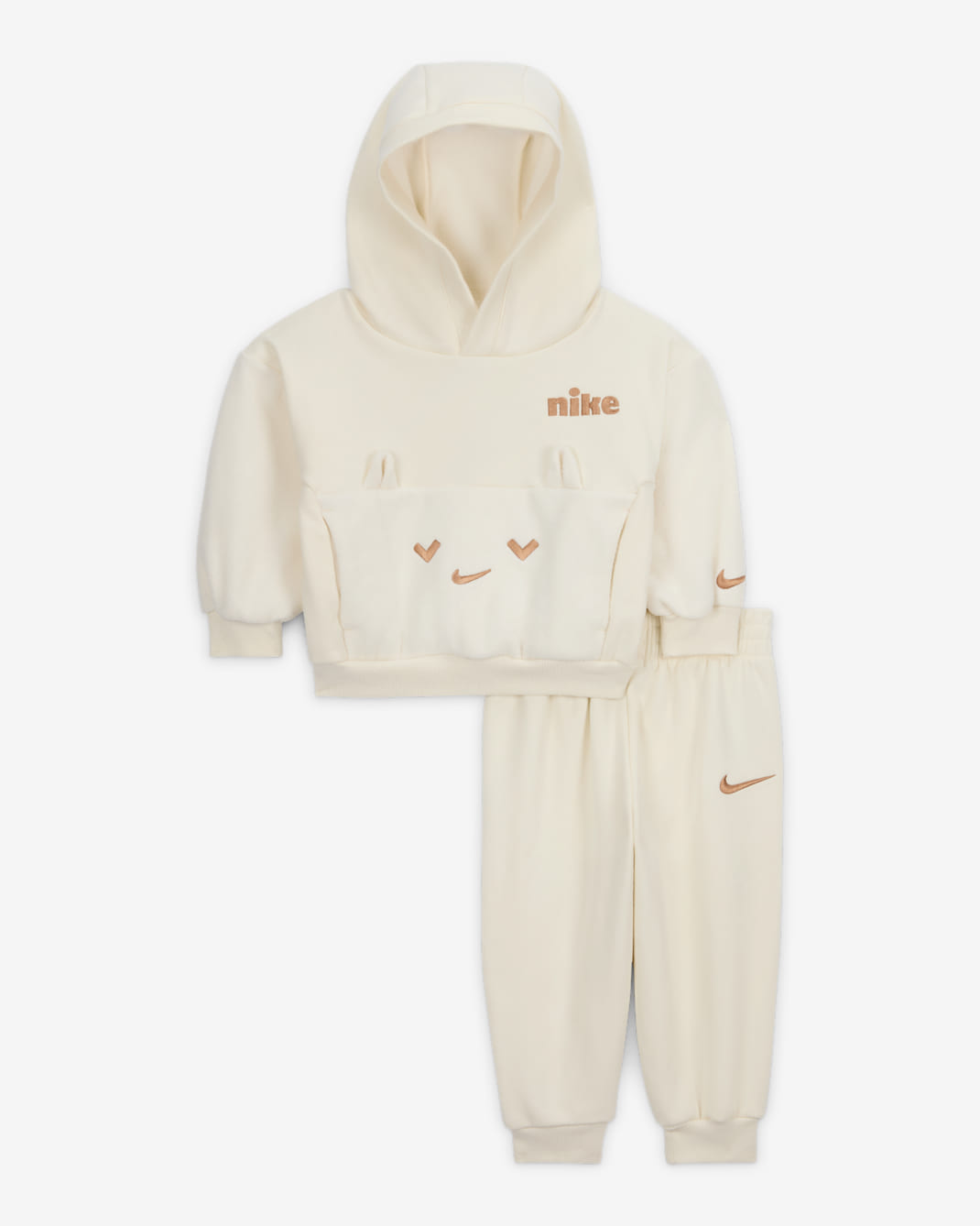 ナイキ コージー コンフォート ベビー パーカー アンド ジョガーパンツ セット - ペールアイボリー