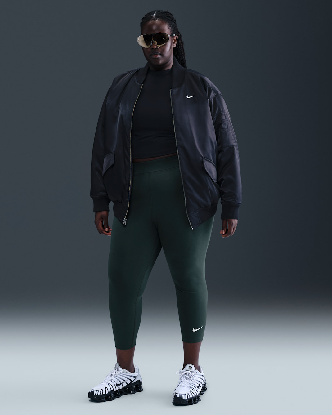 Leggings de tiro alto de 7/8 para mujer (talla grande) Nike Sportswear Classic - Alga/Vela