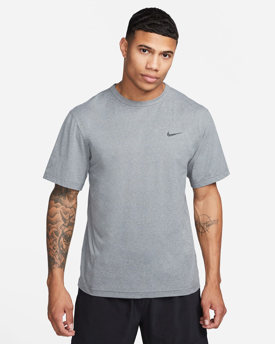 Kortærmet Nike Hyverse Dri-FIT UV-overdel til mænd - Smoke Grey/Heather/sort