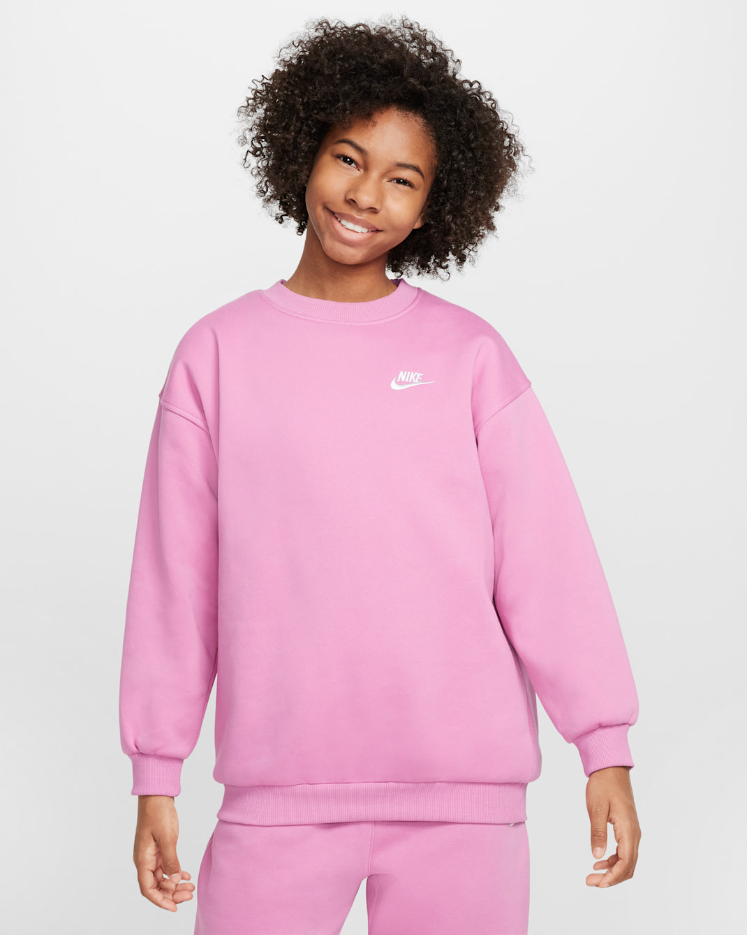 Sudadera oversized para niños talla grande Nike Sportswear Club Fleece - Flamenco mágico/Blanco