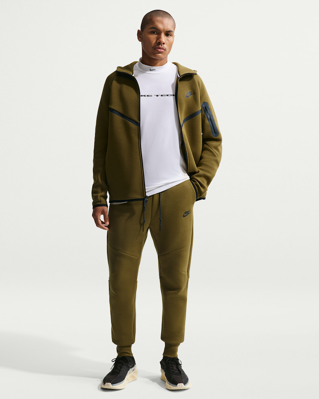 Nike Tech Men's Fleece Joggers - Olive Flak/Black