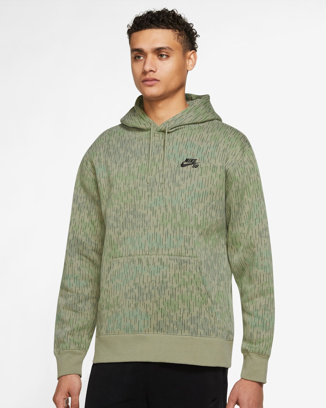 Nike SB Camo Skate Hoodie - Light Army/Black