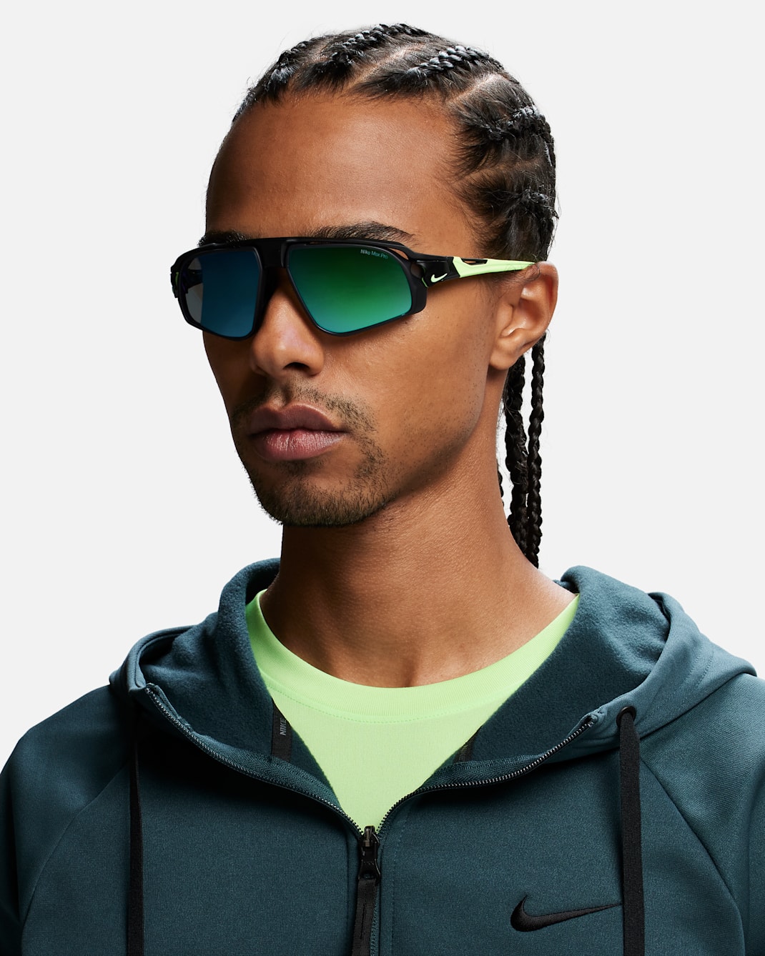 Nike Flyfree Mirrored Sunglasses - Black/Green/Lime Blast
