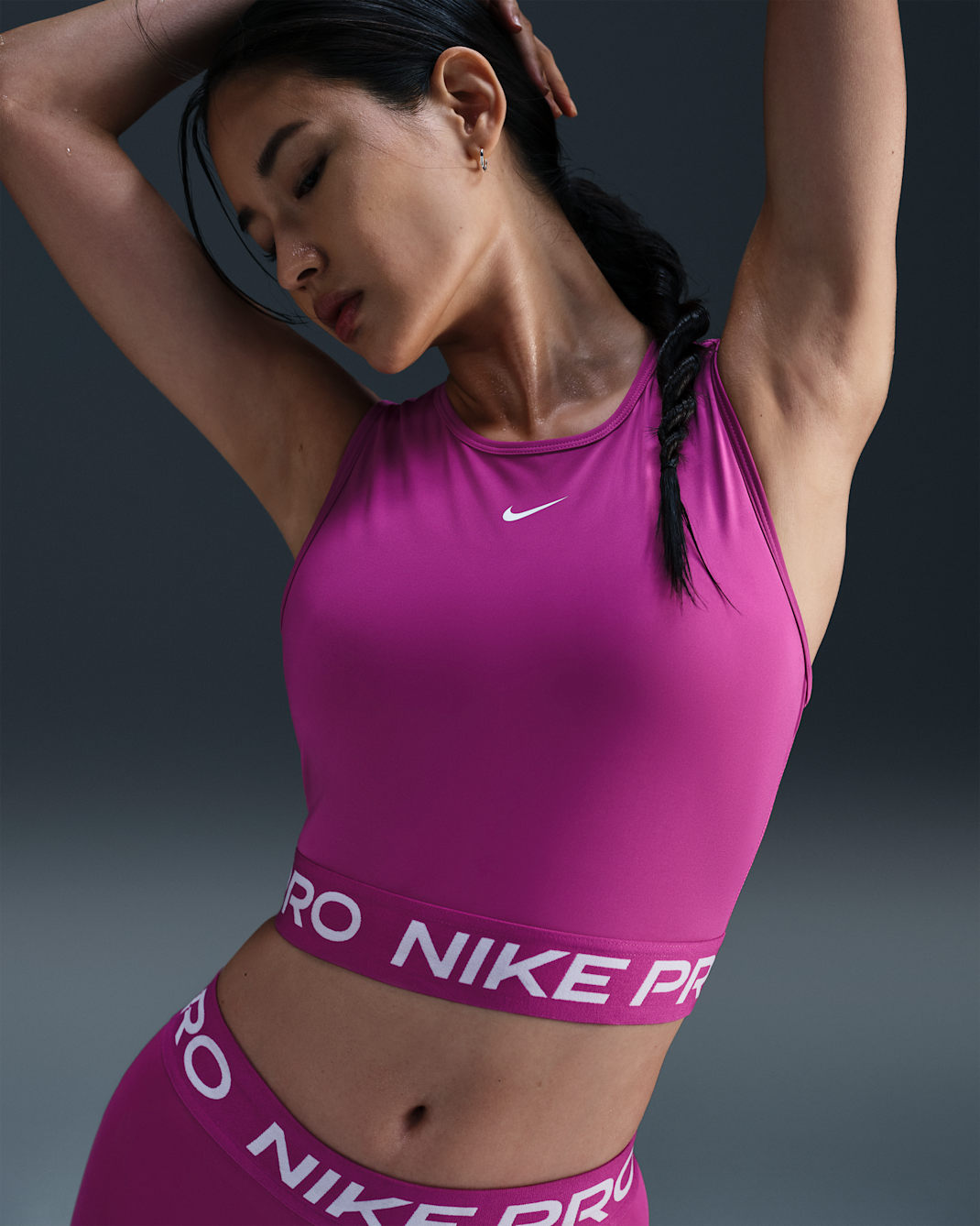 Camiseta de tirantes Dri-FIT cropped para mujer Nike Pro - Fucsia cálido/Blanco
