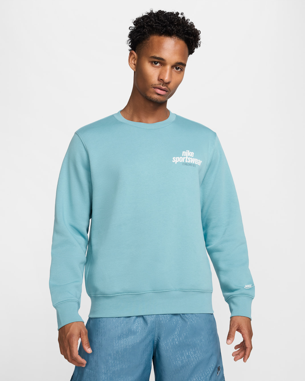 Nike Club Men's Fleece Crew - Denim Turquoise/Photon Dust