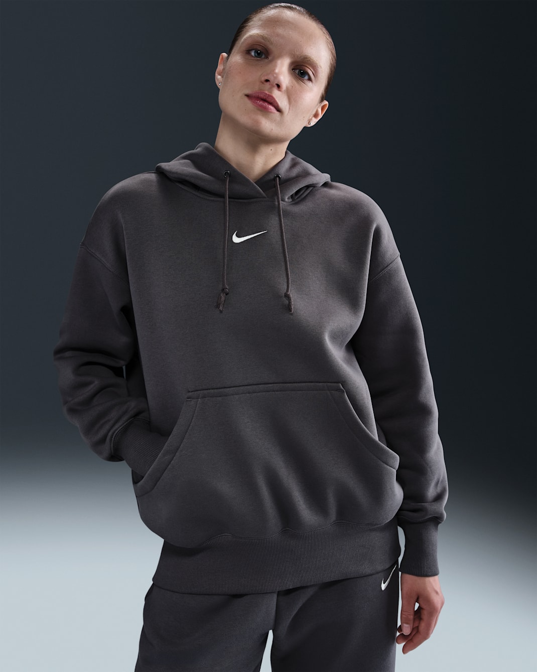 Nike Sportswear Phoenix Fleece Women's Oversized Pullover Hoodie - Thunder Grey/Sail