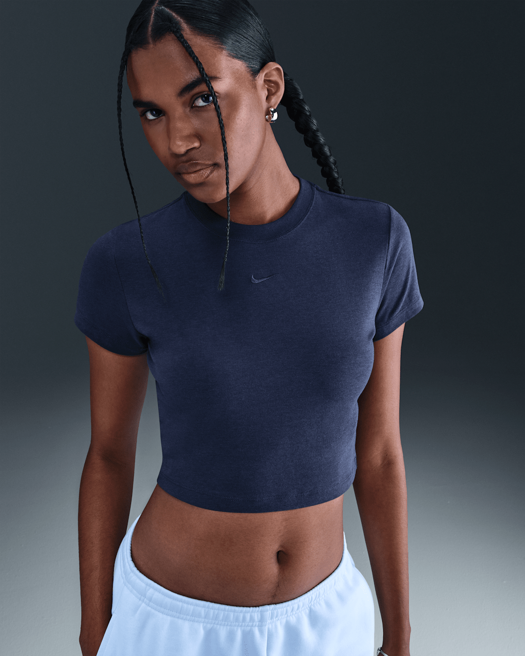 Playera cropped para mujer Nike Sportswear Chill Knit - Azul marino medianoche
