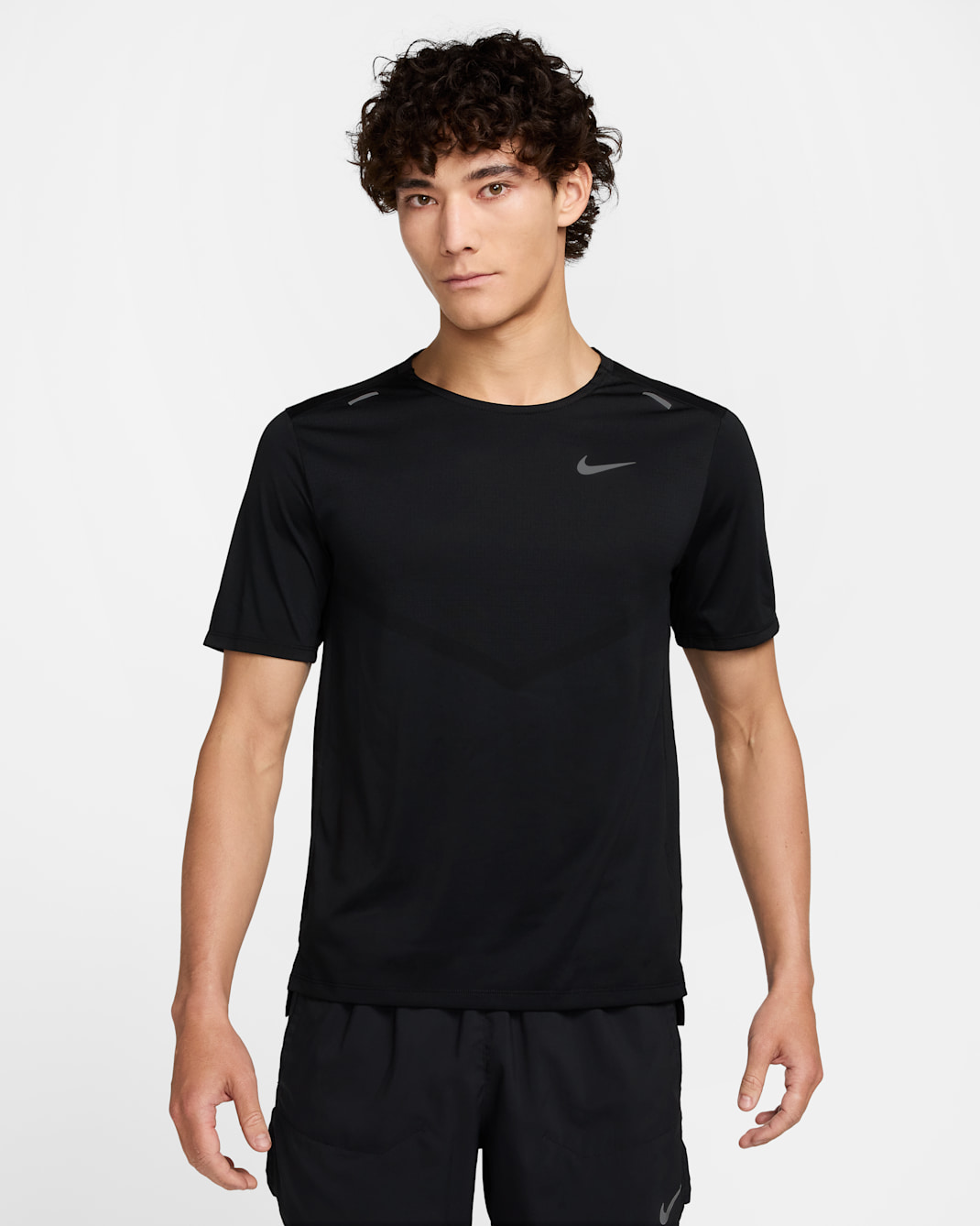 나이키 드라이 핏 라이즈 365 남성 반팔 러닝 탑 - 블랙