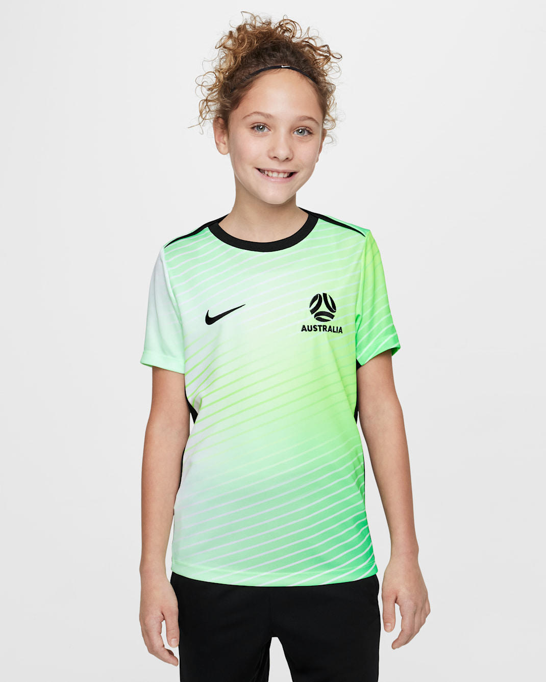 Haut de foot à manches courtes d'avant-match Nike Dri-FIT Australie Academy Pro pour ado - Poison Green/Night Forest/Night Forest